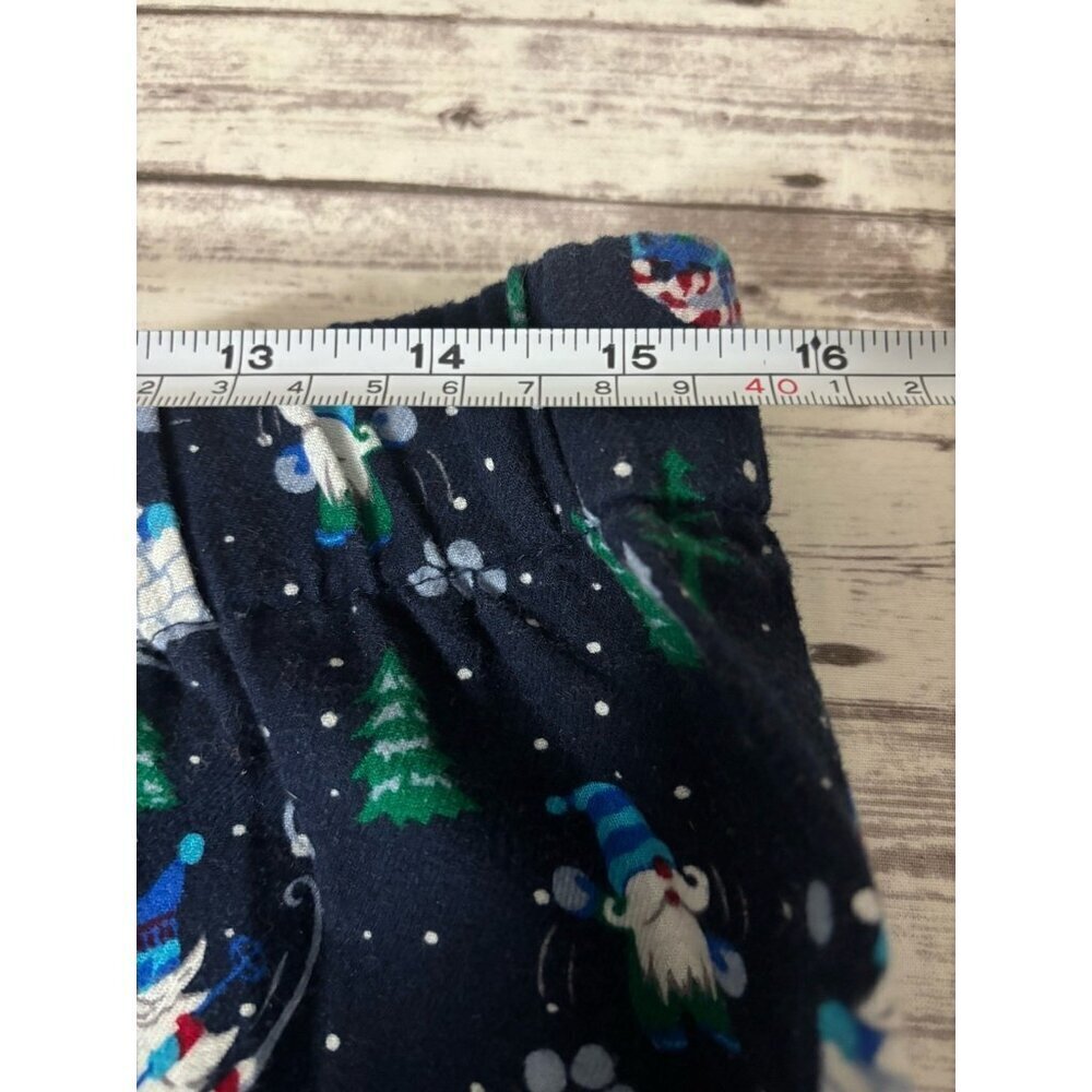 Lands End M Blue Gnome Ski Snow Flannel Pajama PJ Pants Pockets - Picture 6 of 7
